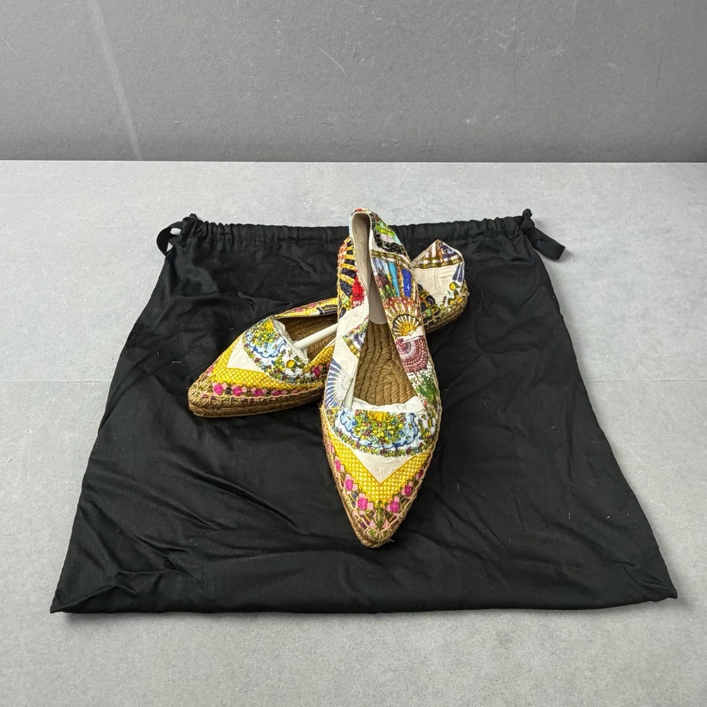 🚩steal authentic Dolce & Gabbana Yellow Floral Espadrilles